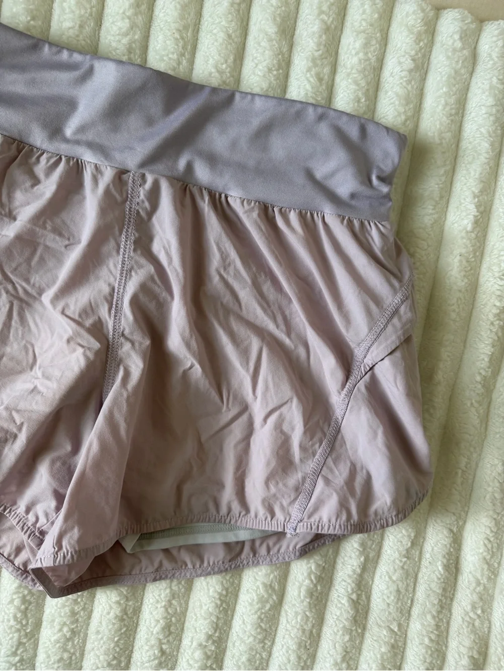 Fabletics Lavender Athletic Fold-Over Waist Shorts